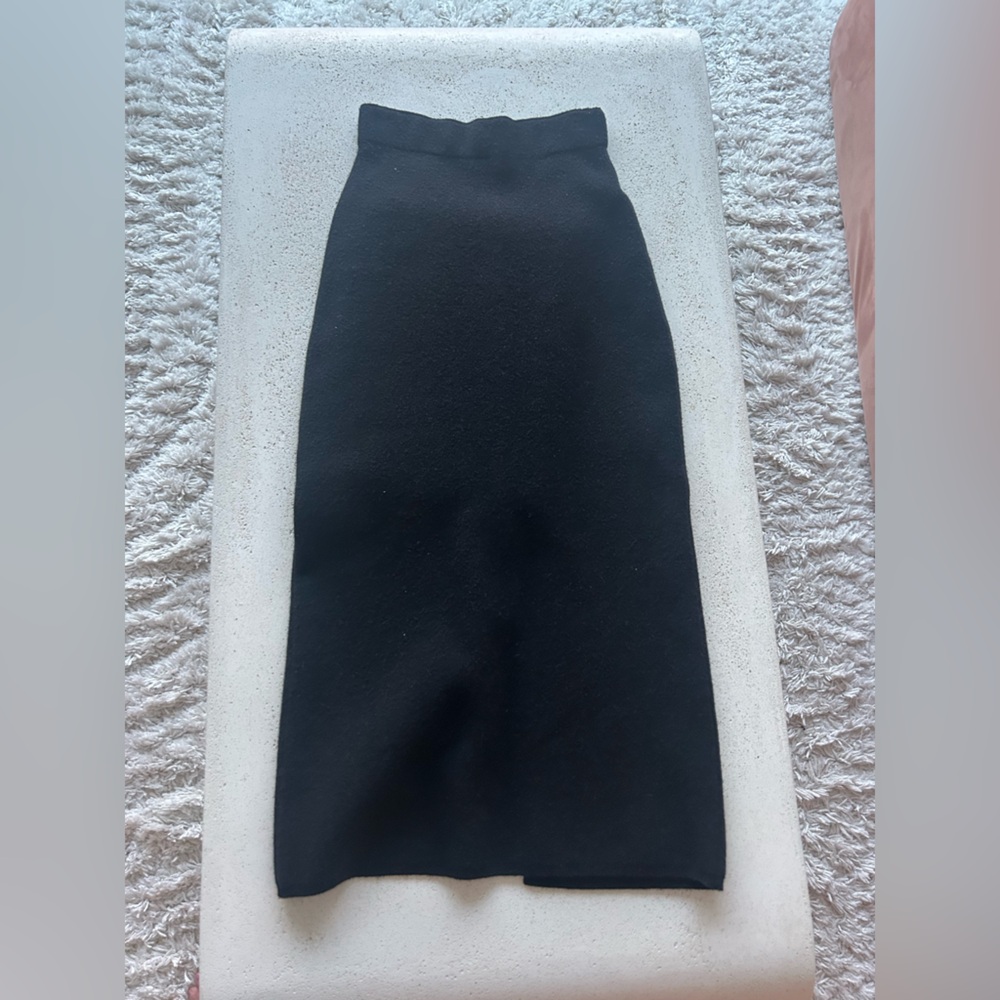 Babaton Black Wool Pencil Skirt